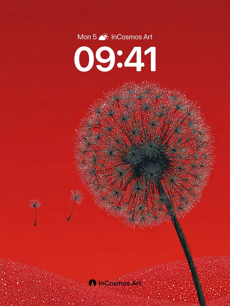 Surreal Dandelion Wallpaper with Floating Seeds