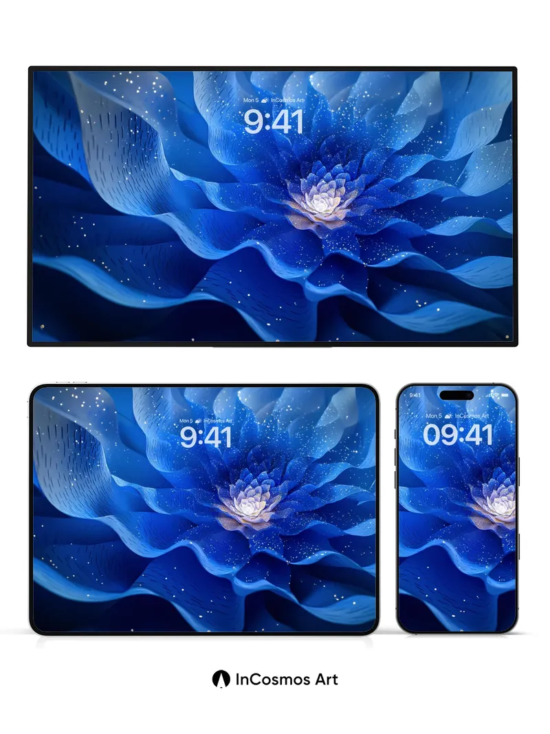 Cosmic Bloom Wallpaper with Starlight Petals