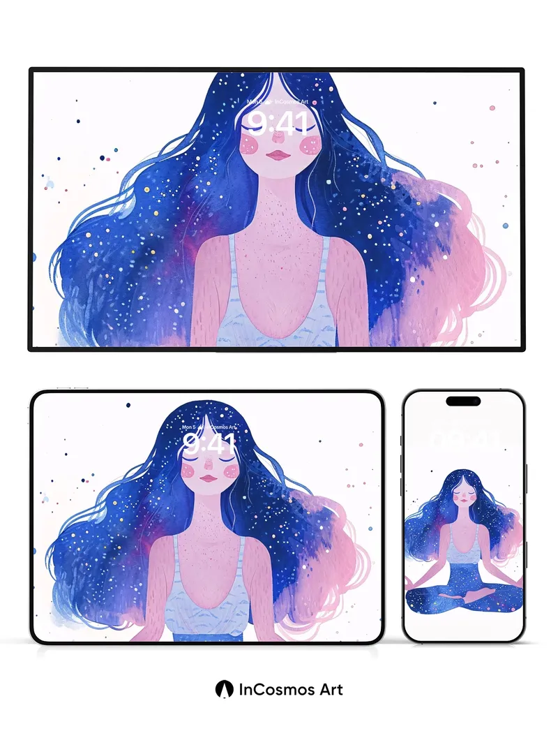 Stellar Serenity Wallpaper with Cosmic Hair