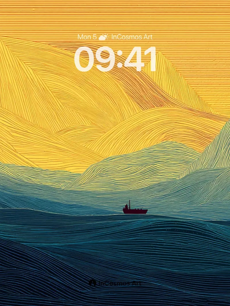 Golden Hush Wallpaper with Floating Vessel