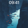 Calm Abyss Wallpaper with Crimson Fish wallpaper for iPhone, iPad & Mac