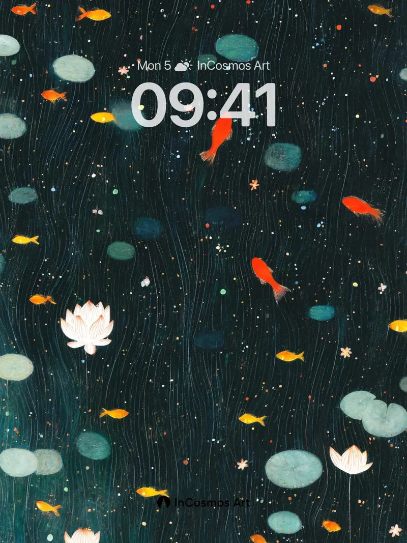 Nocturnal Pond Wallpaper with Floating Light wallpaper for iPhone, iPad & Mac