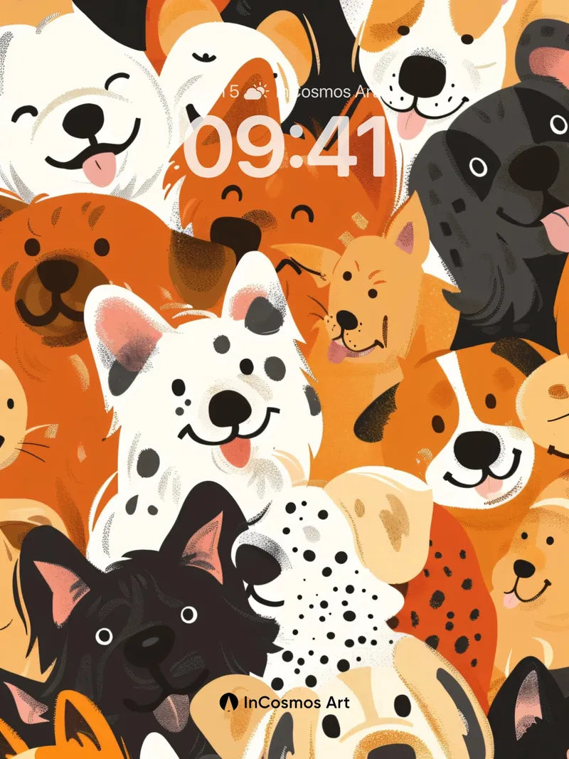 Playful Pup Parade Wallpaper with Whimsical Faces wallpaper for iPhone, iPad & Mac