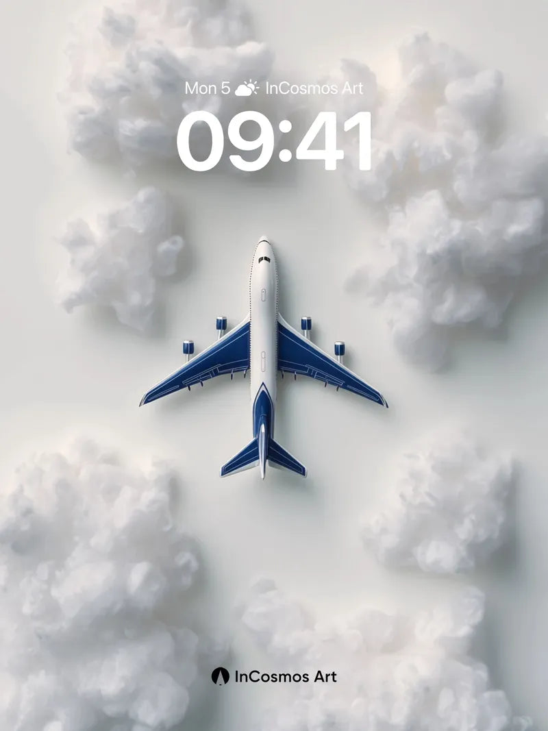 Serene Skyline Wallpaper with Floating Clouds