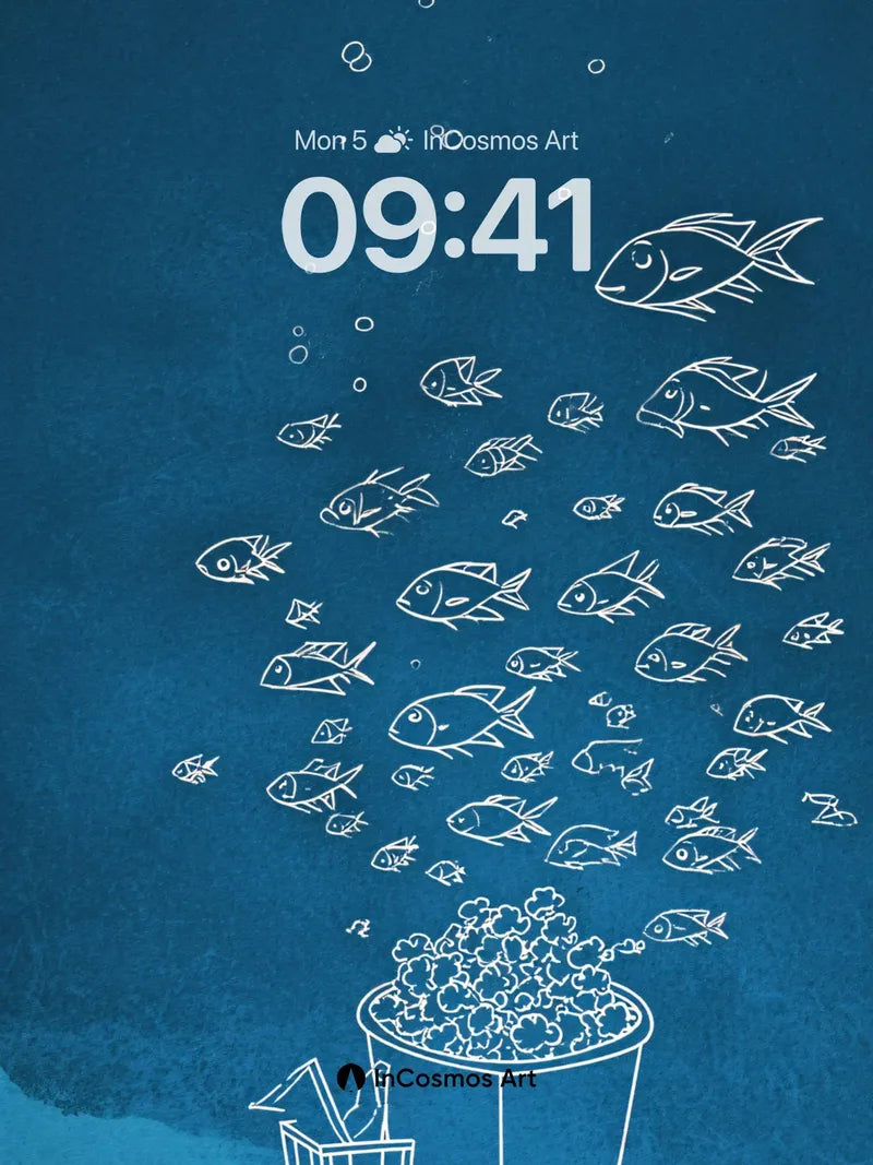 Whispering Depths Wallpaper with Fish Bloom