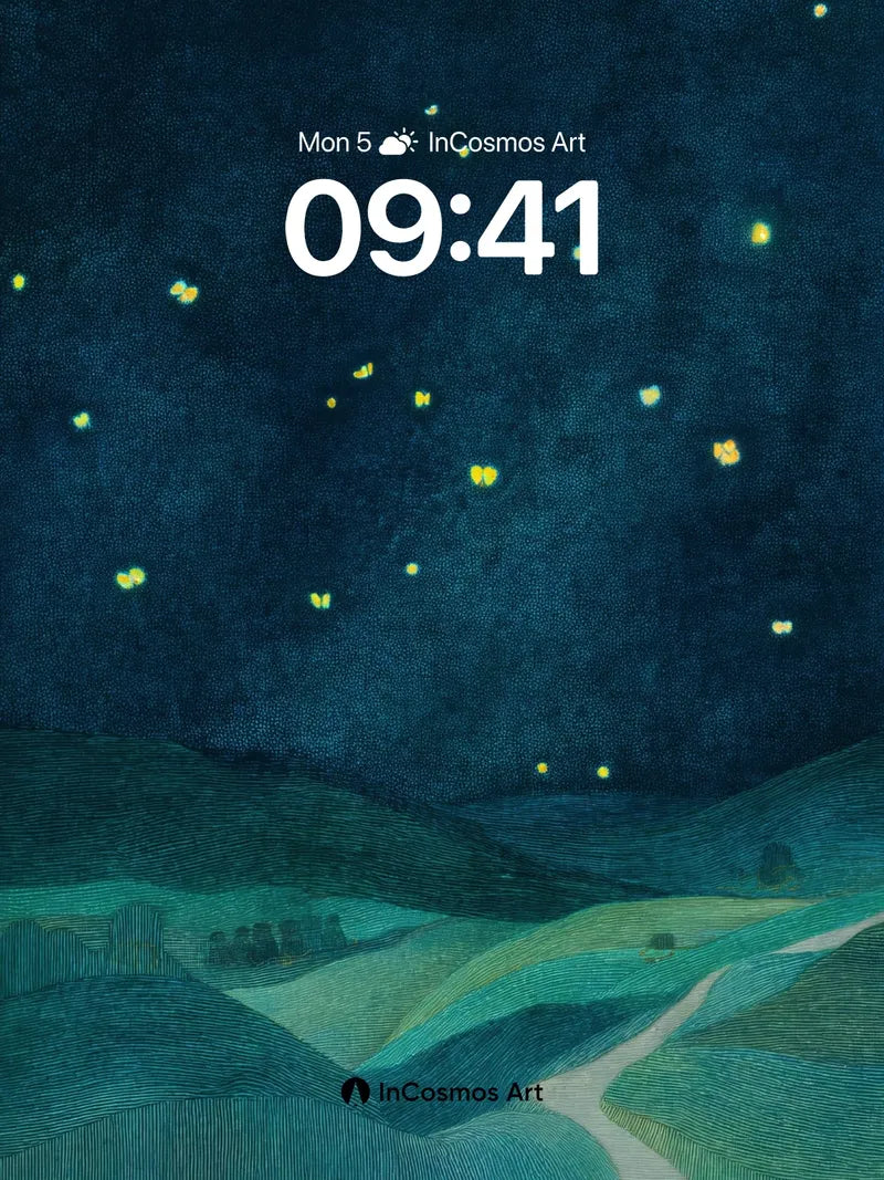 Whispering Night Wallpaper with Floating Fireflies