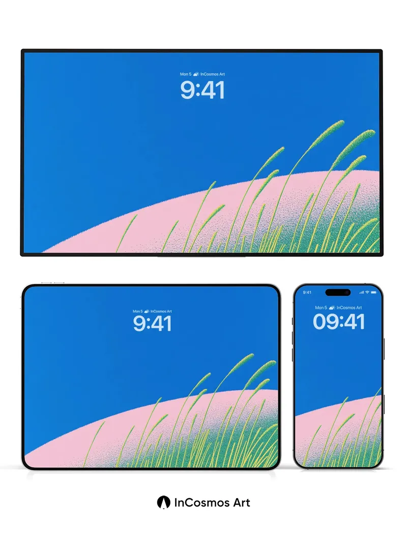 Serene Horizon Wallpaper with Whispering Grass