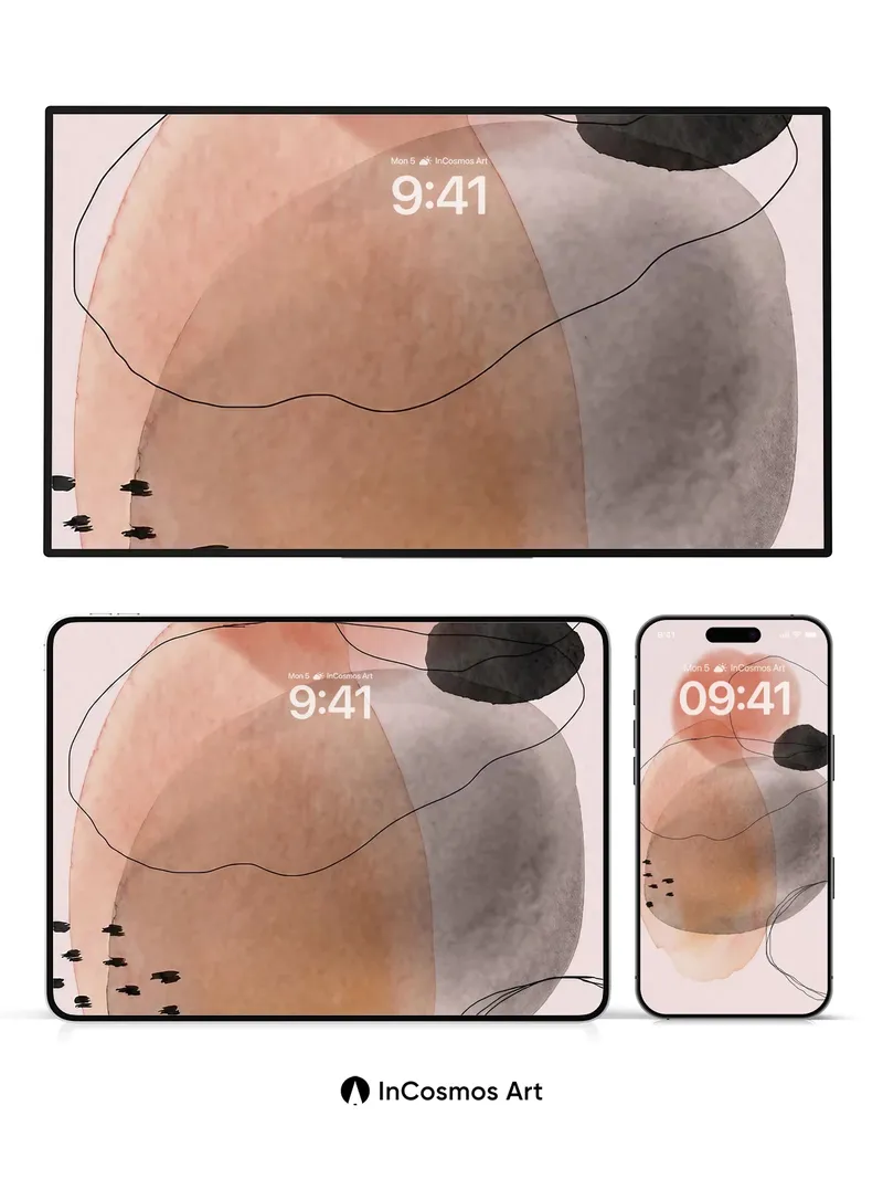 Muted Hush Abstract Wallpaper with Floating Lines