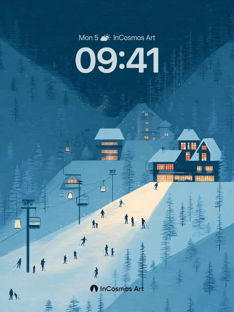 Silent Snowfall Wallpaper with Warm Light Trails