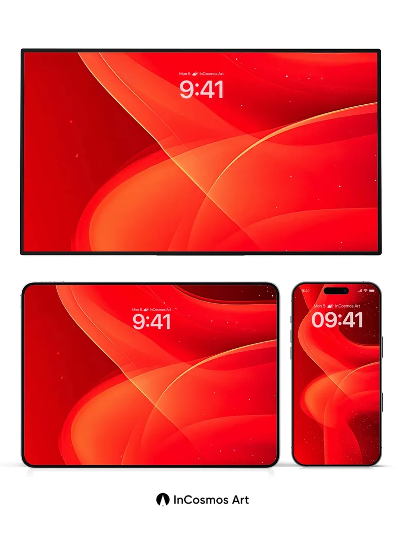 Crimson Flow Wallpaper with Starlit Veins