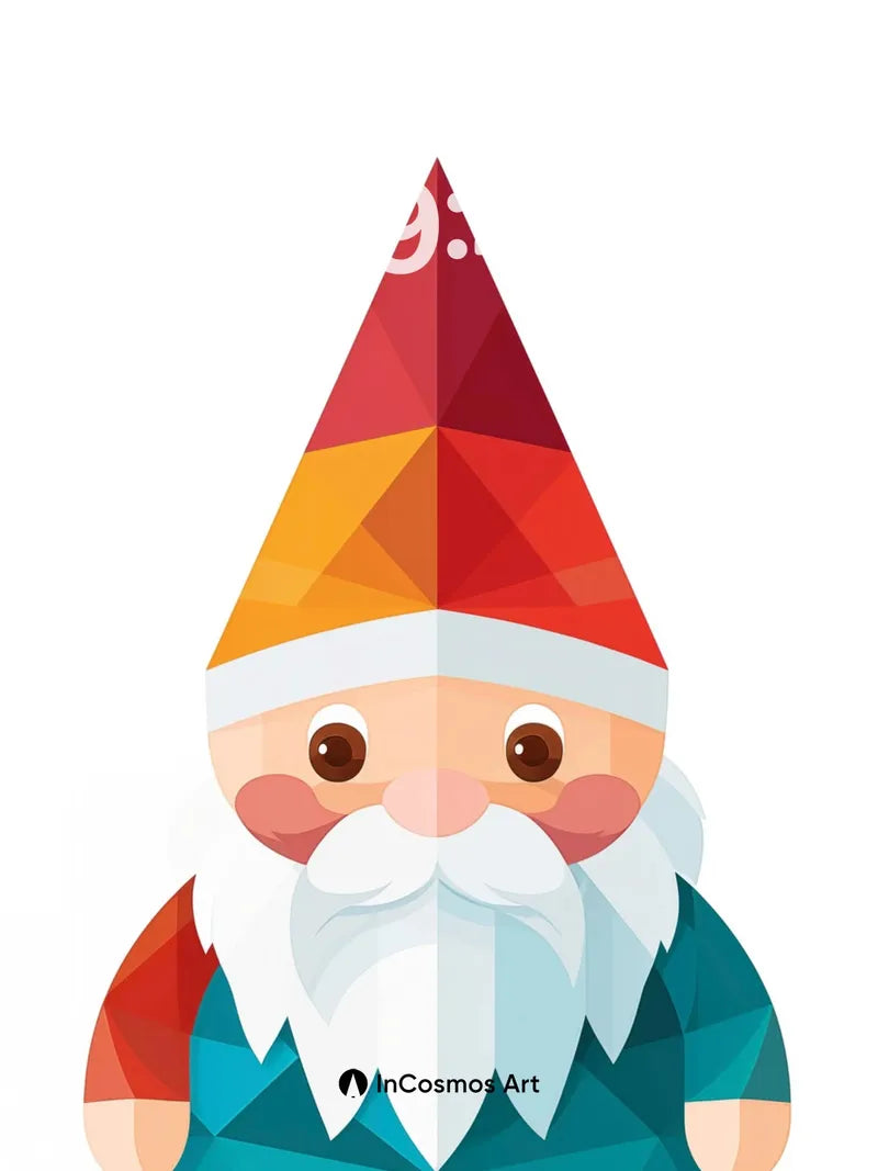 Geometric Whimsy Wallpaper with Faceted Gnome