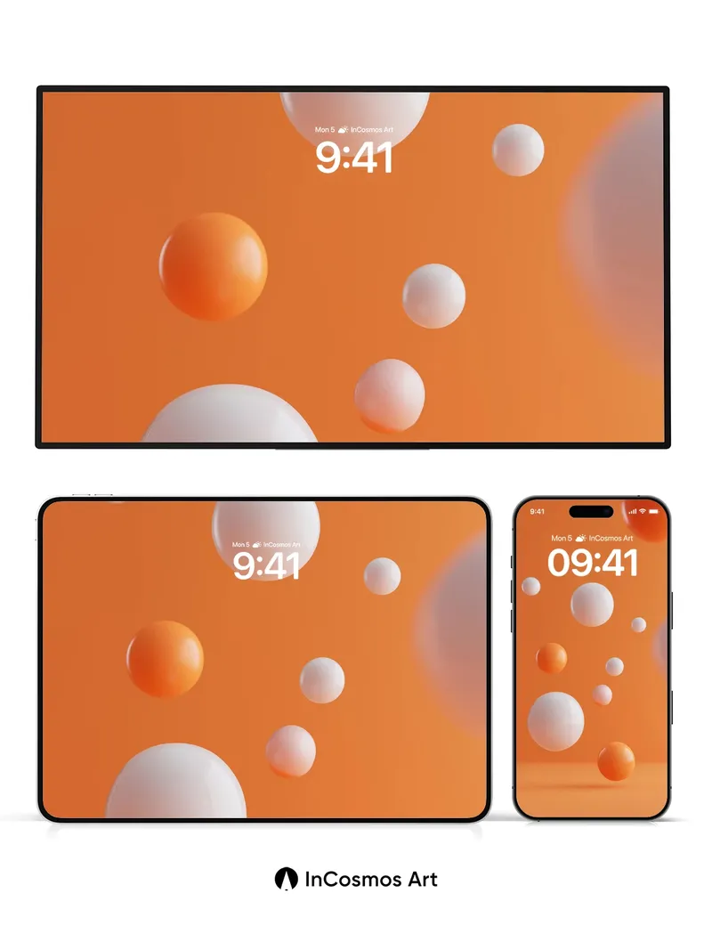 Floating Sphere Wallpaper with Warm Hues