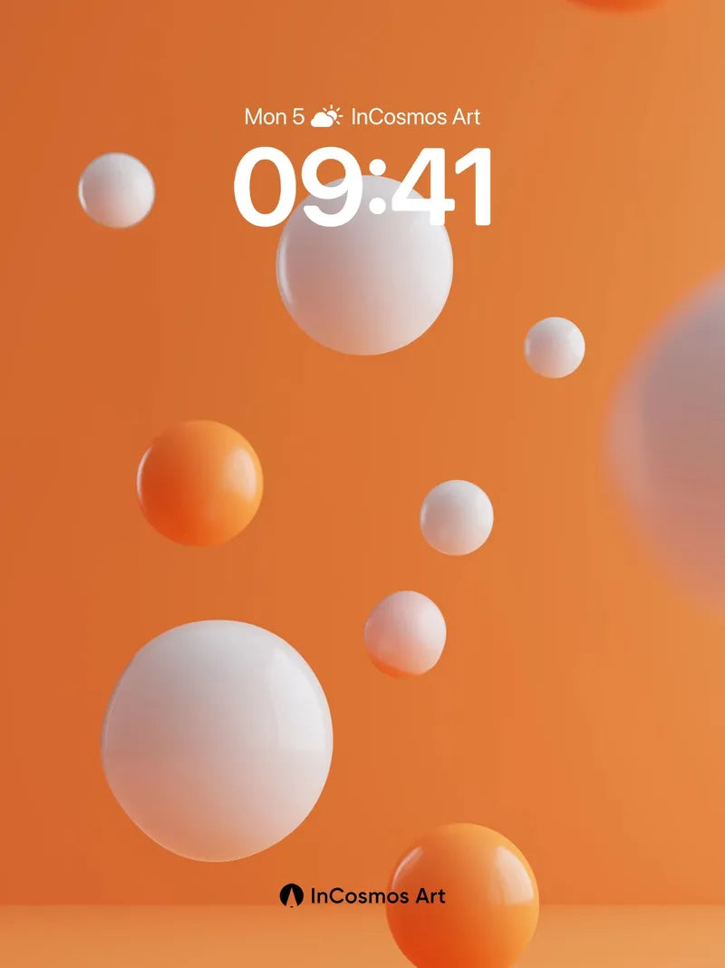 Floating Sphere Wallpaper with Warm Hues