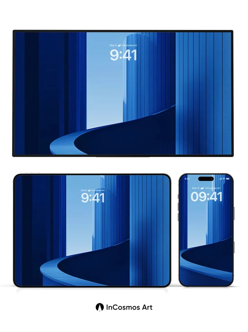 Cobalt Curve Wallpaper with Vertical Echoes