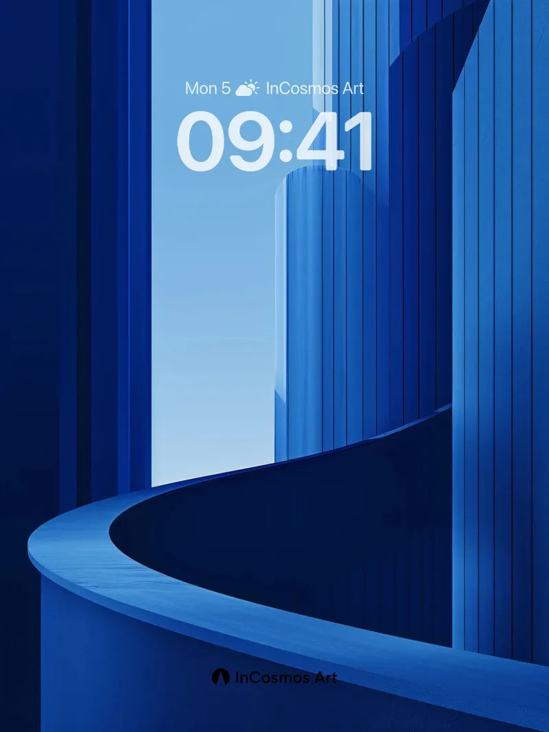 Cobalt Curve Wallpaper with Vertical Echoes