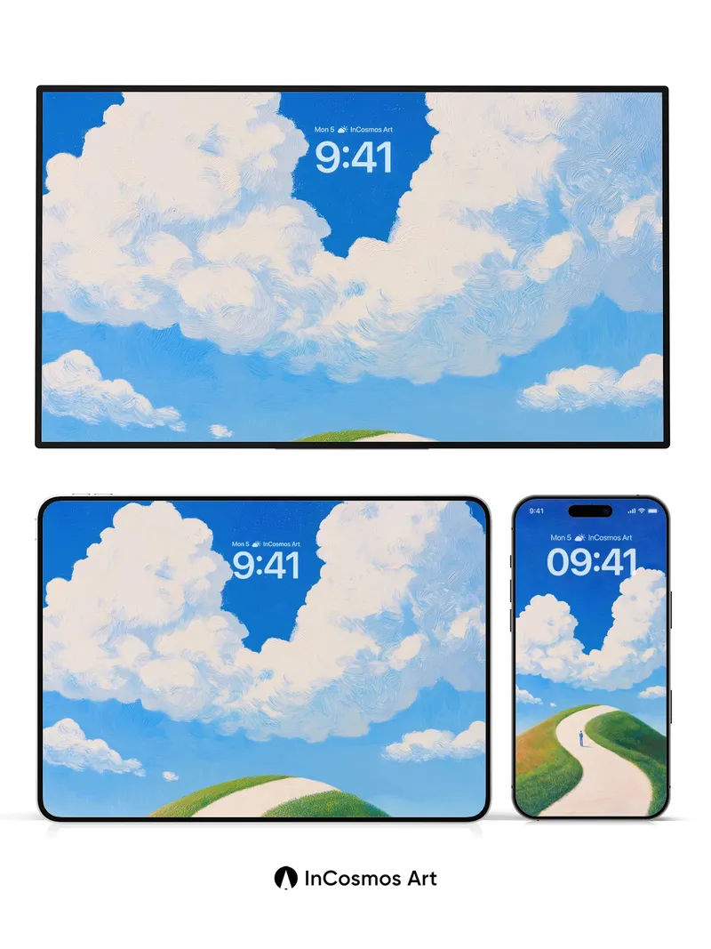 Serenity Path Wallpaper with Cloud Canopy