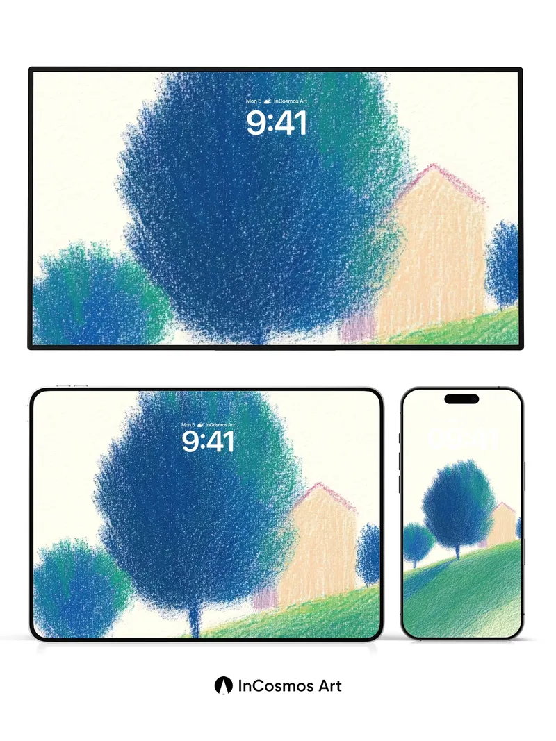 Serenity Slope Wallpaper with Whispering Trees