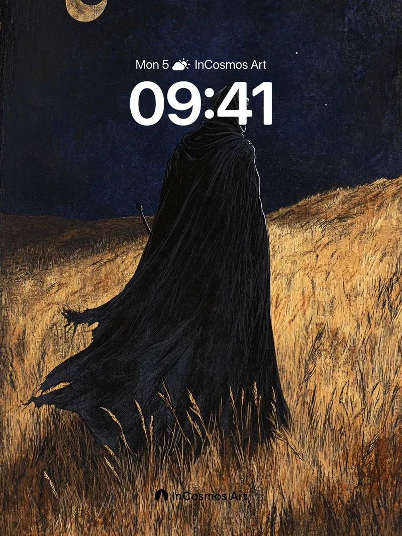 Nocturnal Cloak Wallpaper with Crescent Moon
