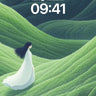 Serenity in Green Waves Wallpaper with Floating Grace wallpaper for iPhone, iPad & Mac