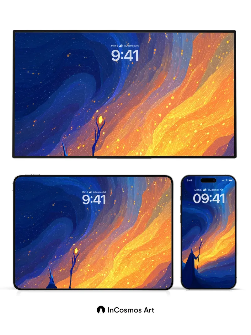 Cosmic Whisper Wallpaper with Starlit Staff