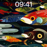 Luminous Koi Wallpaper with Cosmic Currents wallpaper for iPhone, iPad & Mac