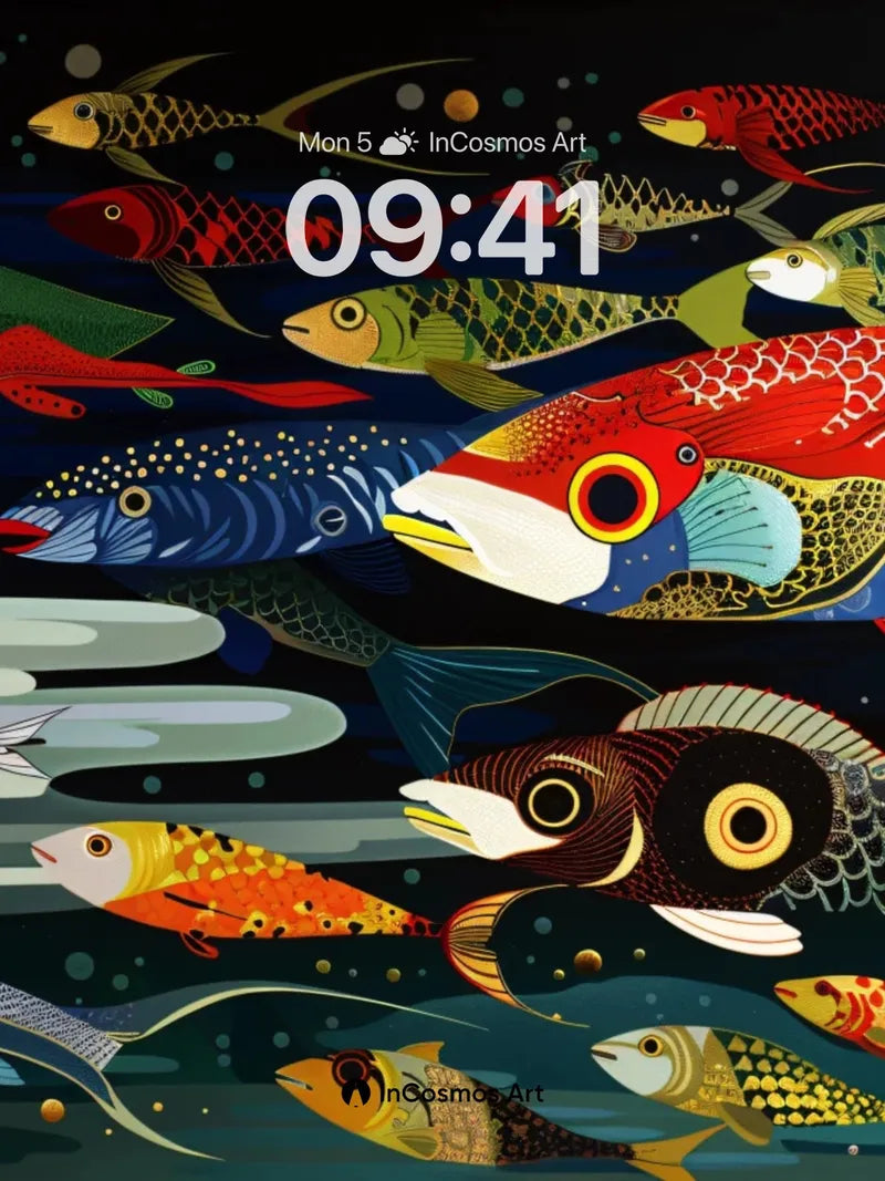 Luminous Koi Wallpaper with Cosmic Currents