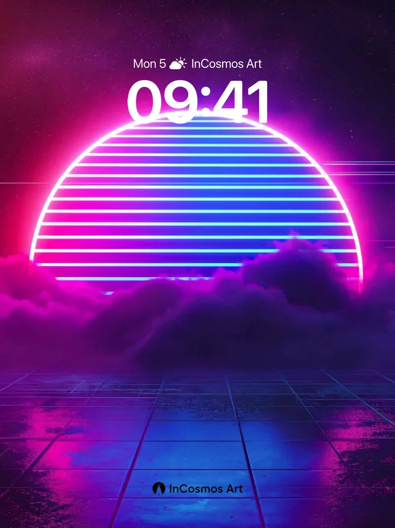 Neon Horizon Wallpaper with Electric Clouds