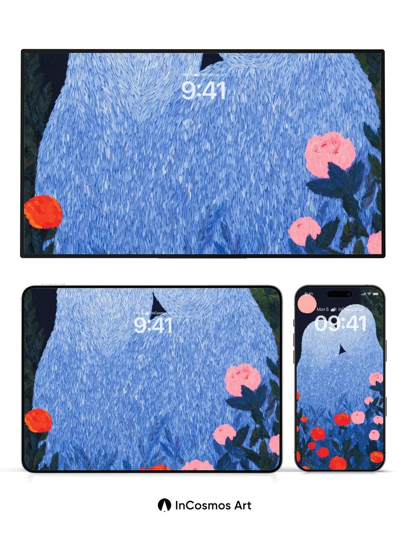 Whispering Embrace Wallpaper with Moonlit Blooms