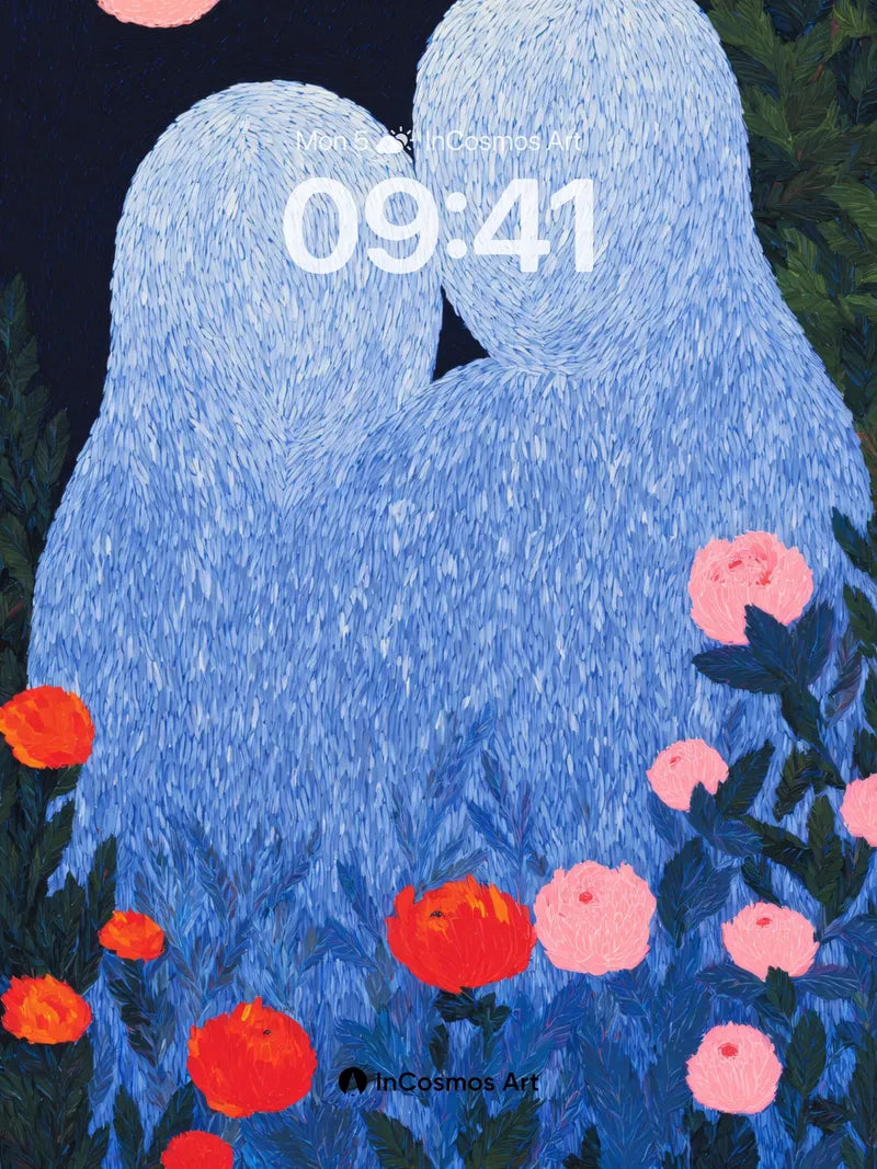 Whispering Embrace Wallpaper with Moonlit Blooms