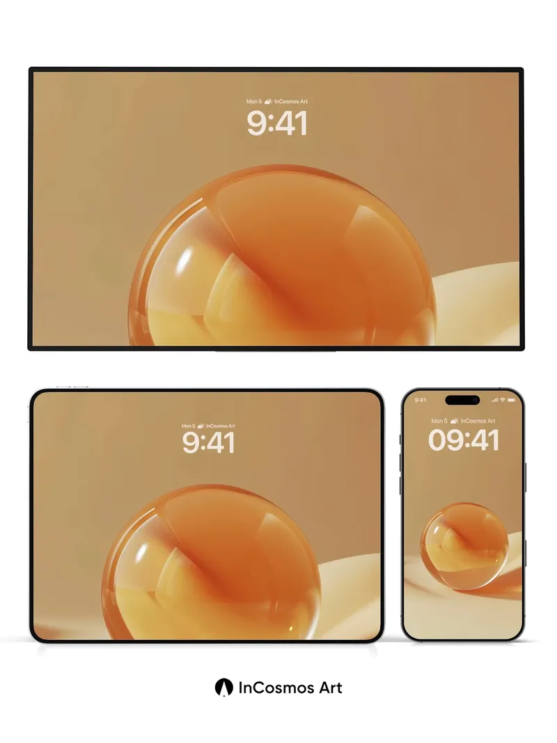 Golden Hush Wallpaper with Floating Sphere