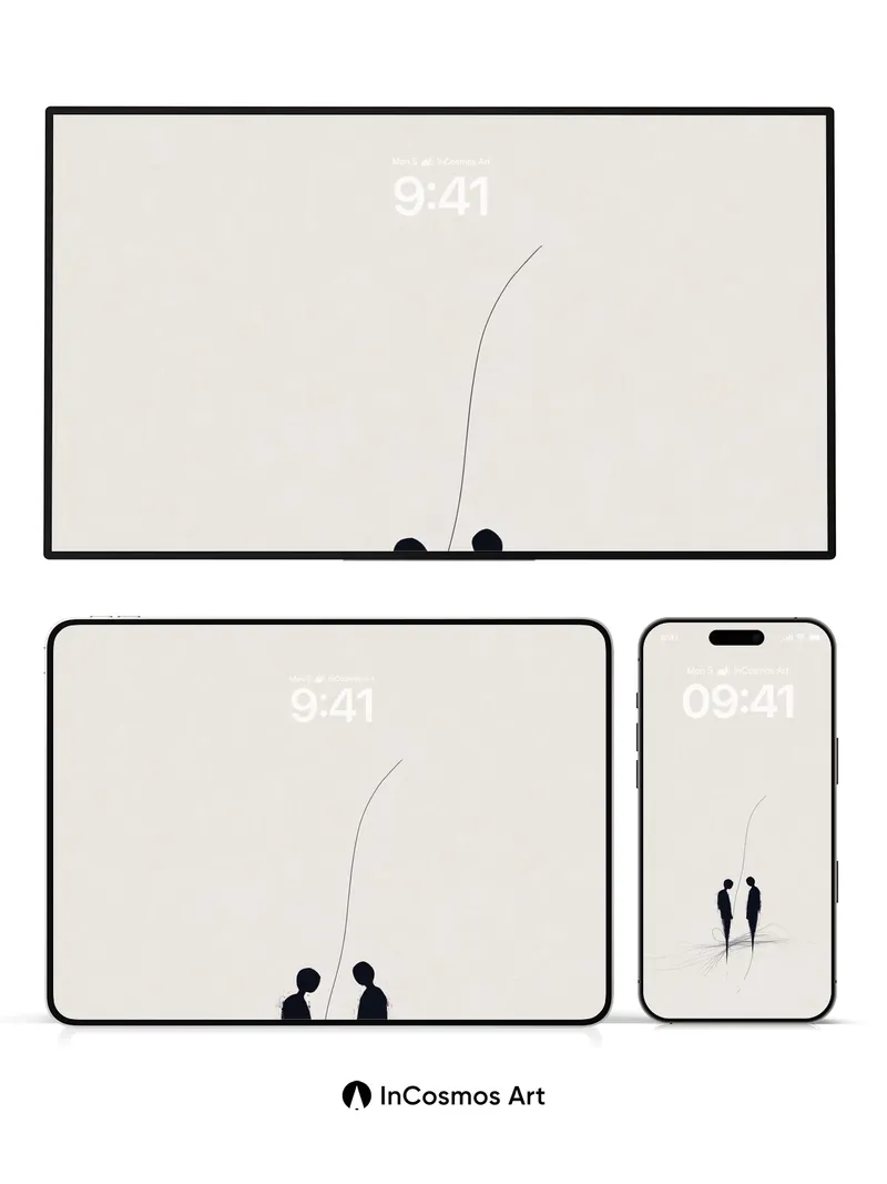 Silhouetted Whisper Wallpaper with Floating Lines