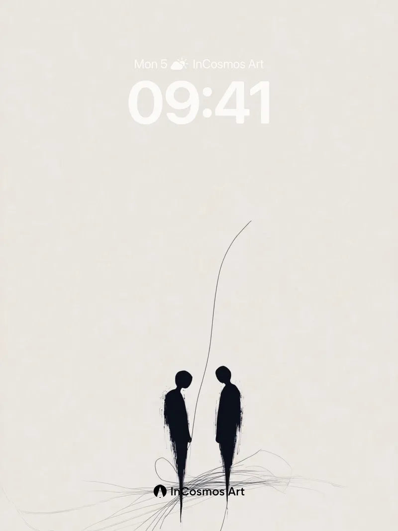 Silhouetted Whisper Wallpaper with Floating Lines