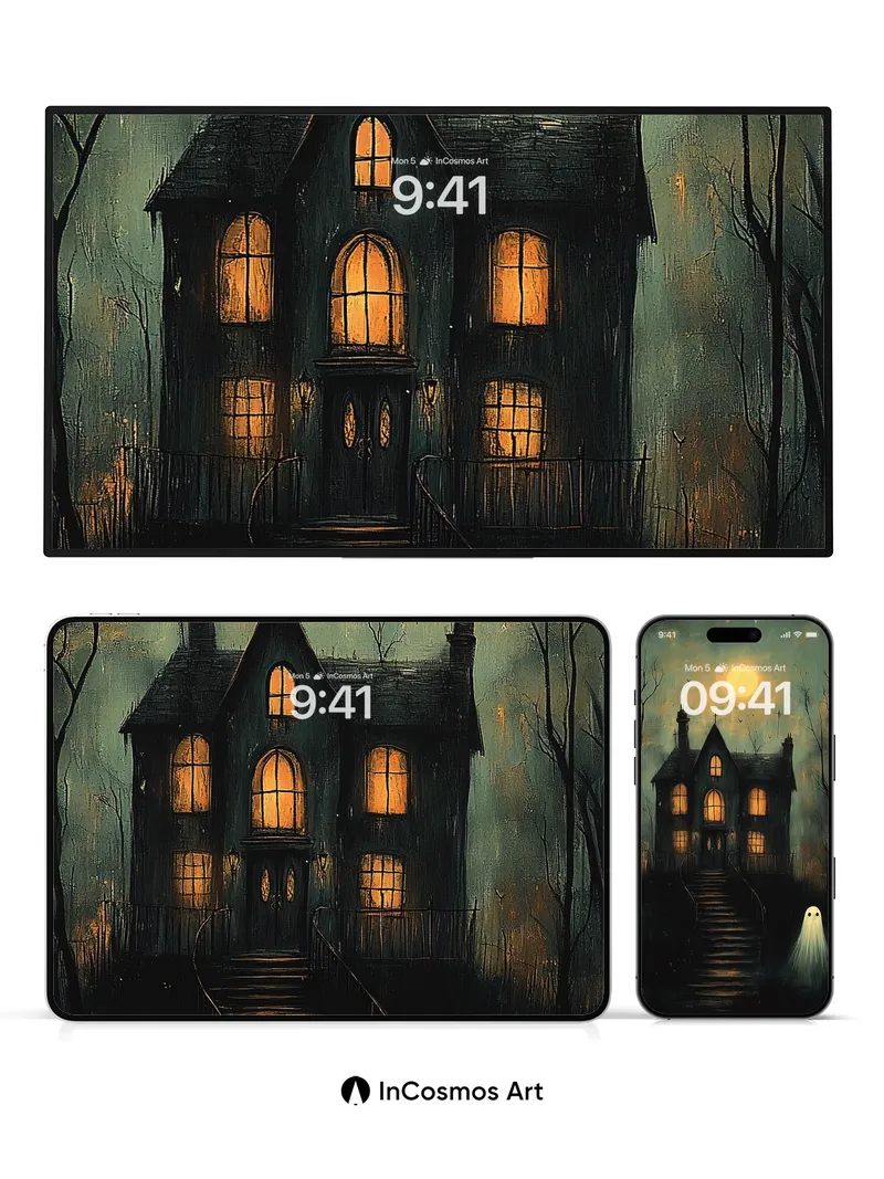 Luminous Haunt Wallpaper with Ghostly Whisper