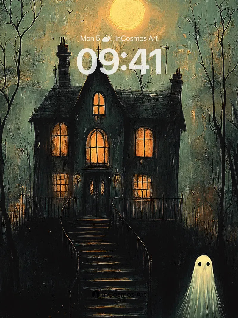 Luminous Haunt Wallpaper with Ghostly Whisper