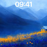 Cobalt Hush Wallpaper with Golden Ember Field wallpaper for iPhone, iPad & Mac