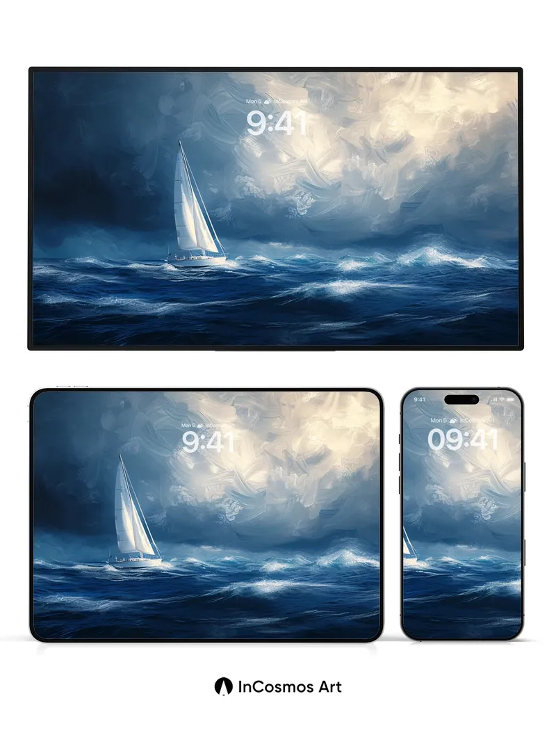 Stormbound Sail Wallpaper with Moonlit Veil