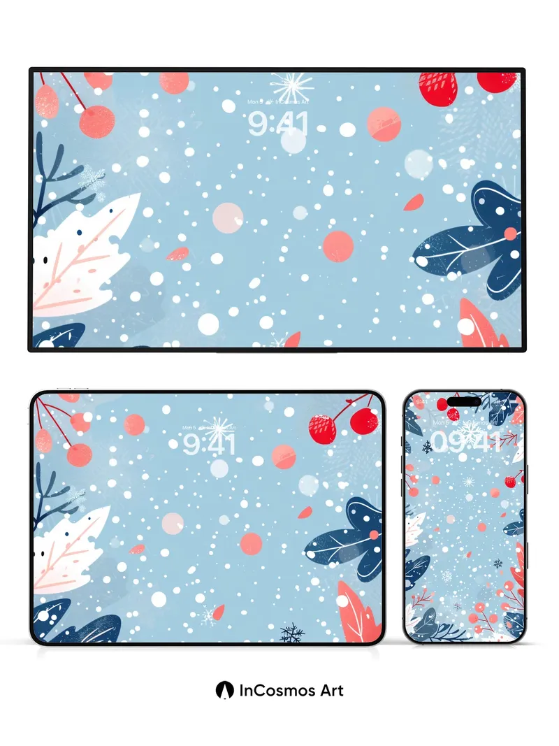 Frost-Kissed Botanical Wallpaper with Winter Whispers