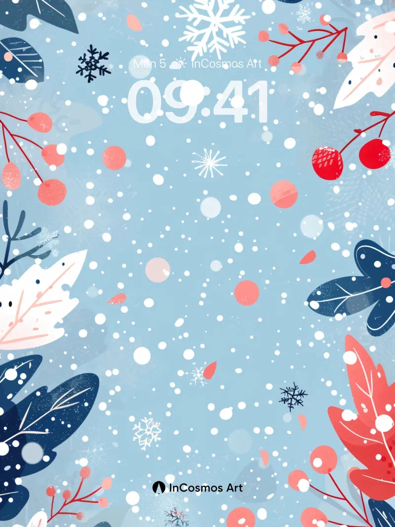Frost-Kissed Botanical Wallpaper with Winter Whispers