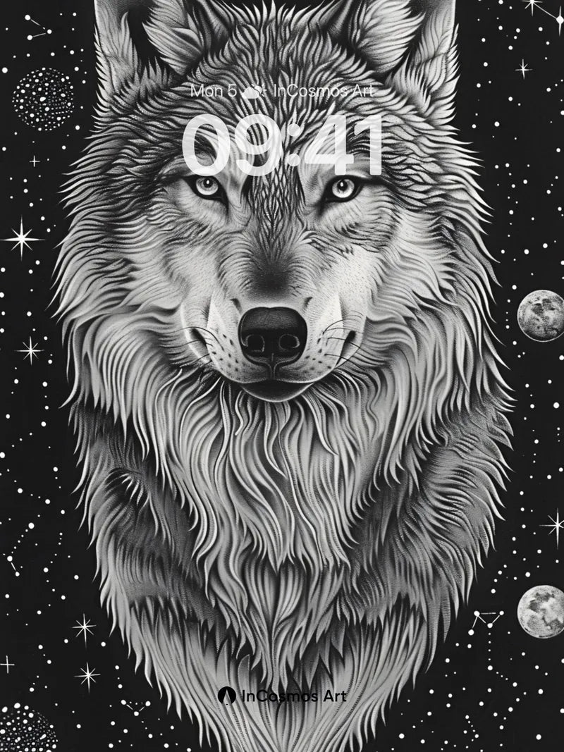 Stellar Howl Wallpaper with Cosmic Fur