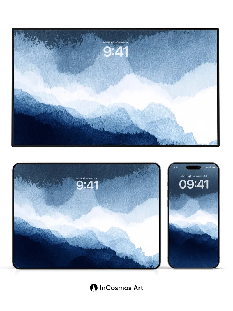 Misty Indigo Wallpaper with Cloud-Shadow Veil