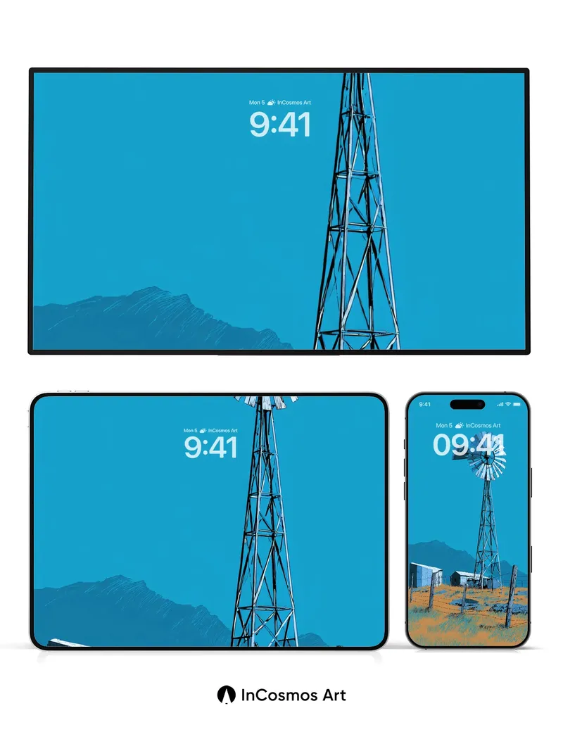 Silent Windmill Wallpaper with Mountain Hush