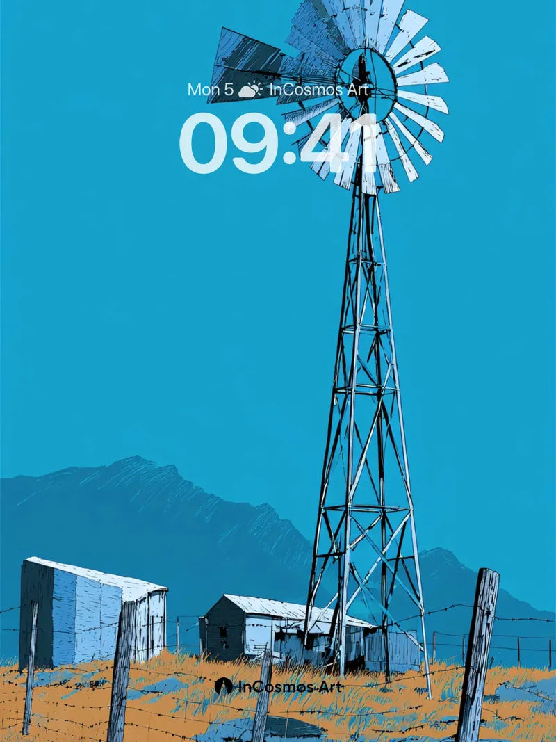 Silent Windmill Wallpaper with Mountain Hush