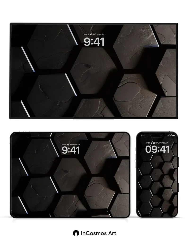 Shadowed Hexagon Wallpaper with Textured Depth