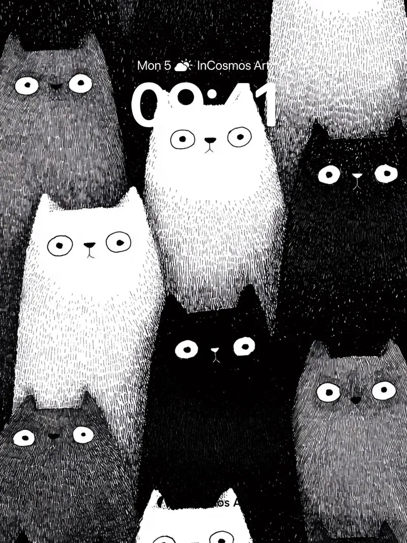 Whispering Feline Wallpaper with Textured Shadows