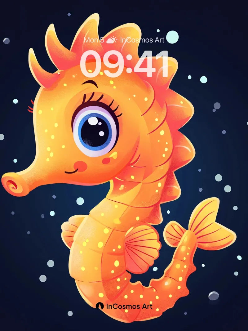Luminous Seahorse Wallpaper with Starlit Glow wallpaper for iPhone, iPad & Mac