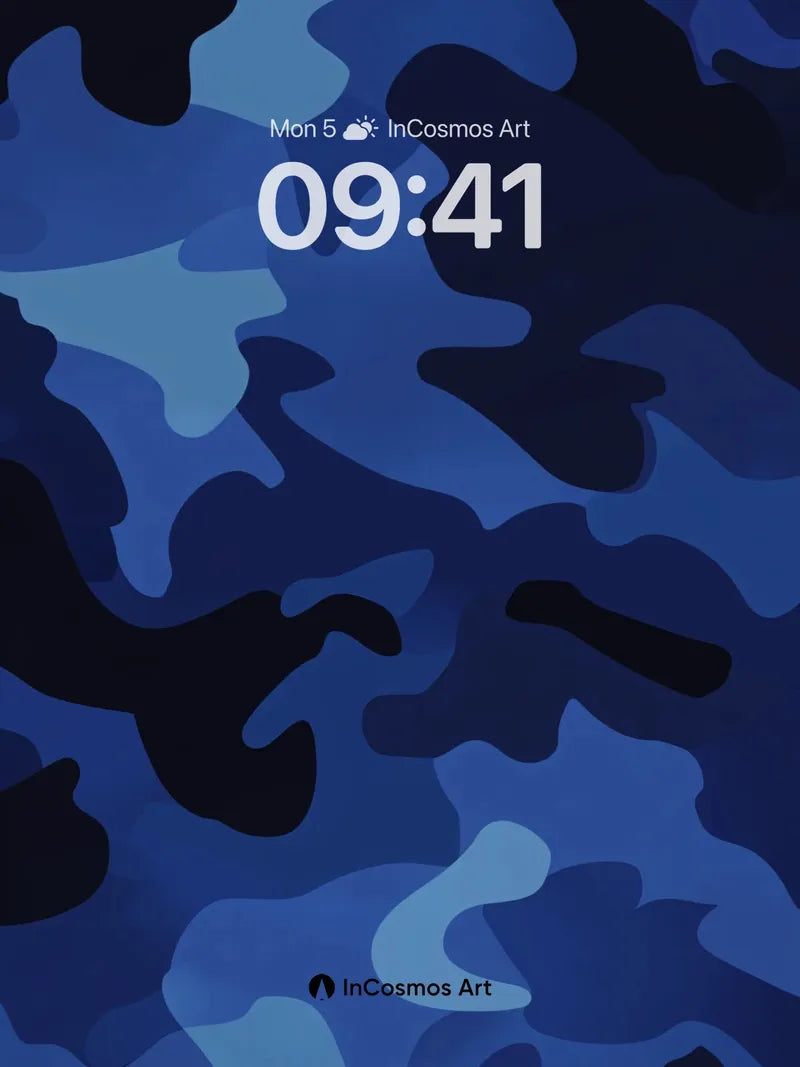 Midnight Camouflage Wallpaper with Deep Blue Veins