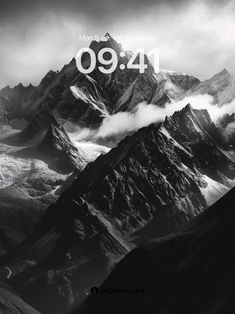 Shadowed Peaks Wallpaper with Cloud Veils