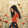 Whispering Fields Wallpaper with Ink-Flow Blooms wallpaper for iPhone, iPad & Mac