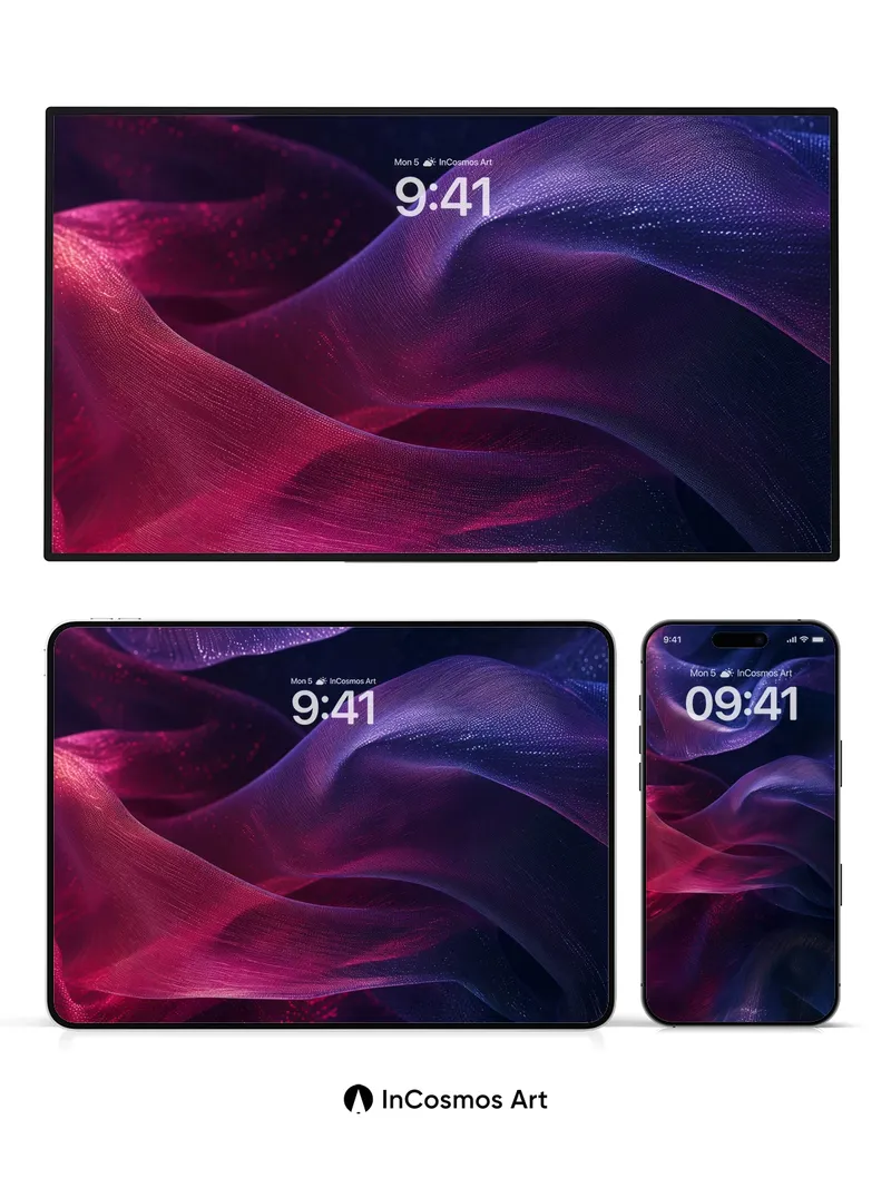 Luminous Veil Wallpaper with Cosmic Threads