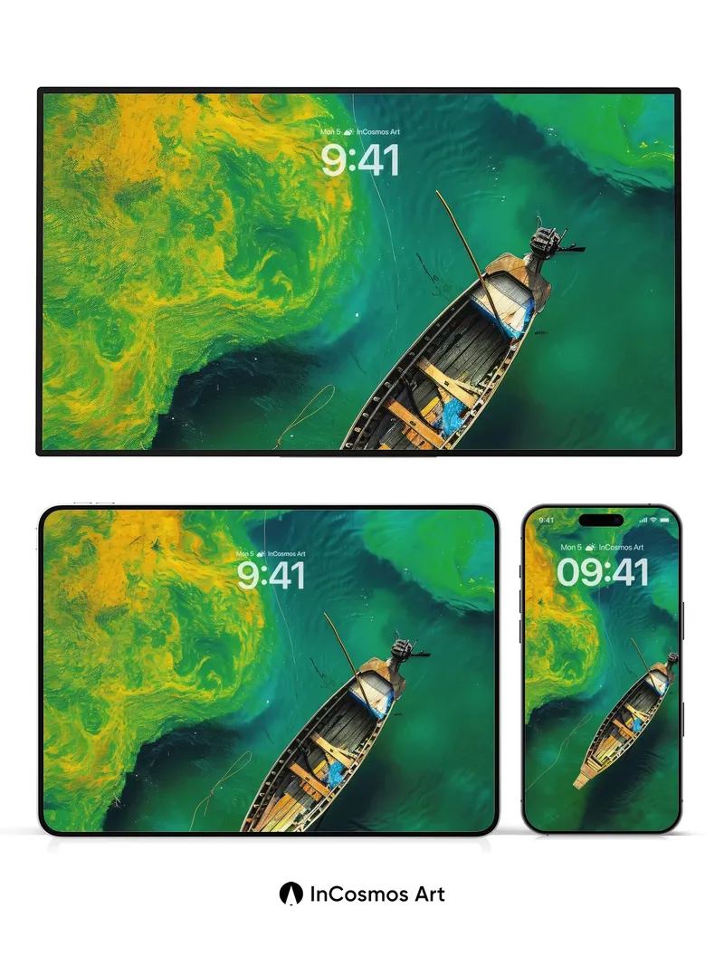 Serenity Drift Wallpaper with Algae Currents